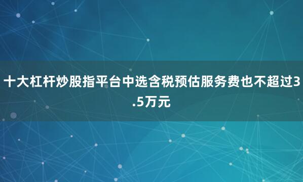 十大杠杆炒股指平台中选含税预估服务费也不超过3.5万元